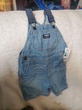 OshKosh B'gosh Light Blue Denim Kids One-Piece Short Overalls
